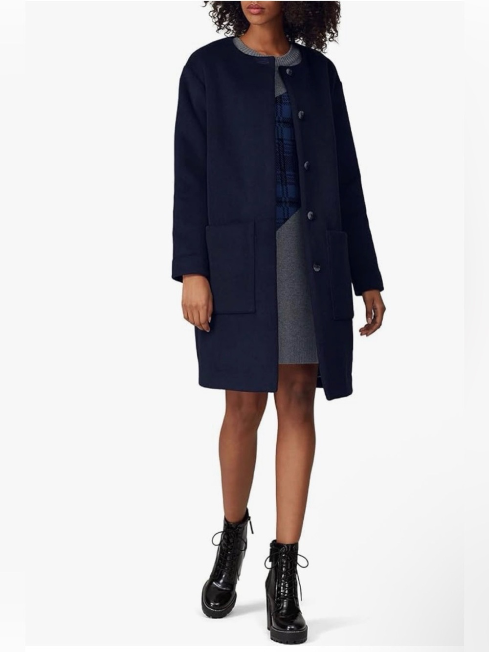 Thakoon Navy Round-Neck Wool Pea Coat